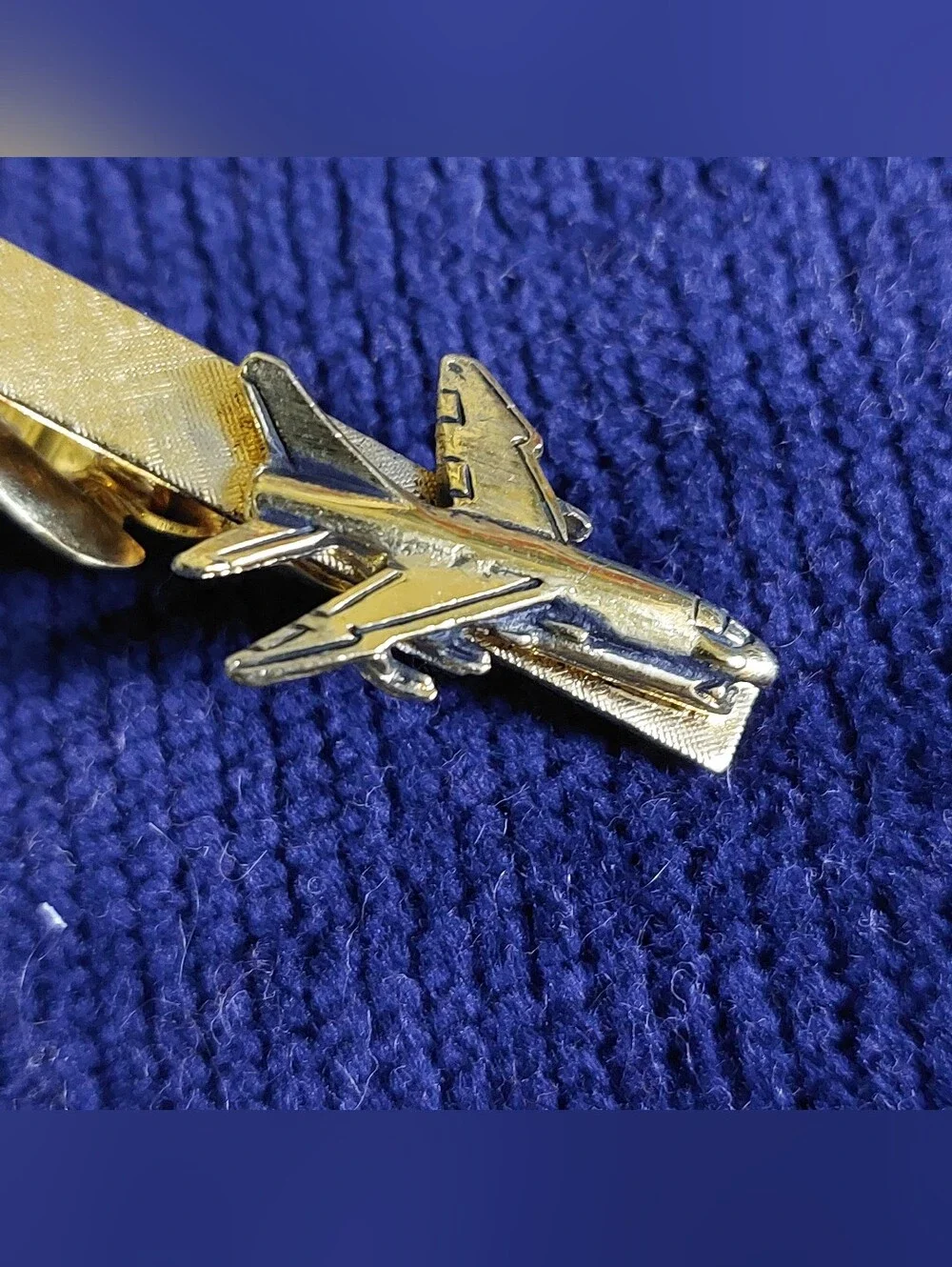 Vintage USA Flag / Jet Plane Tie Clips, Estate Jewelry, Lot of 2 Pieces